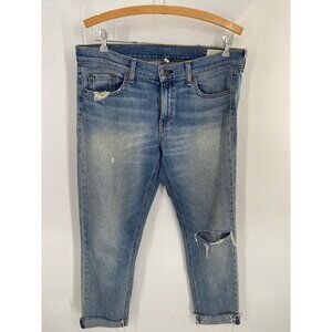 RAG & BONE DRE CAPRI CUFFED DISTRESS Jeans SIZE 30 LIGH WASH